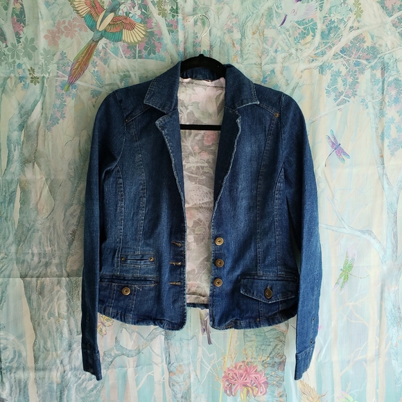 Sold Reworked Artsy Denim Jacked Back Cut Out - Picture 3 of 12